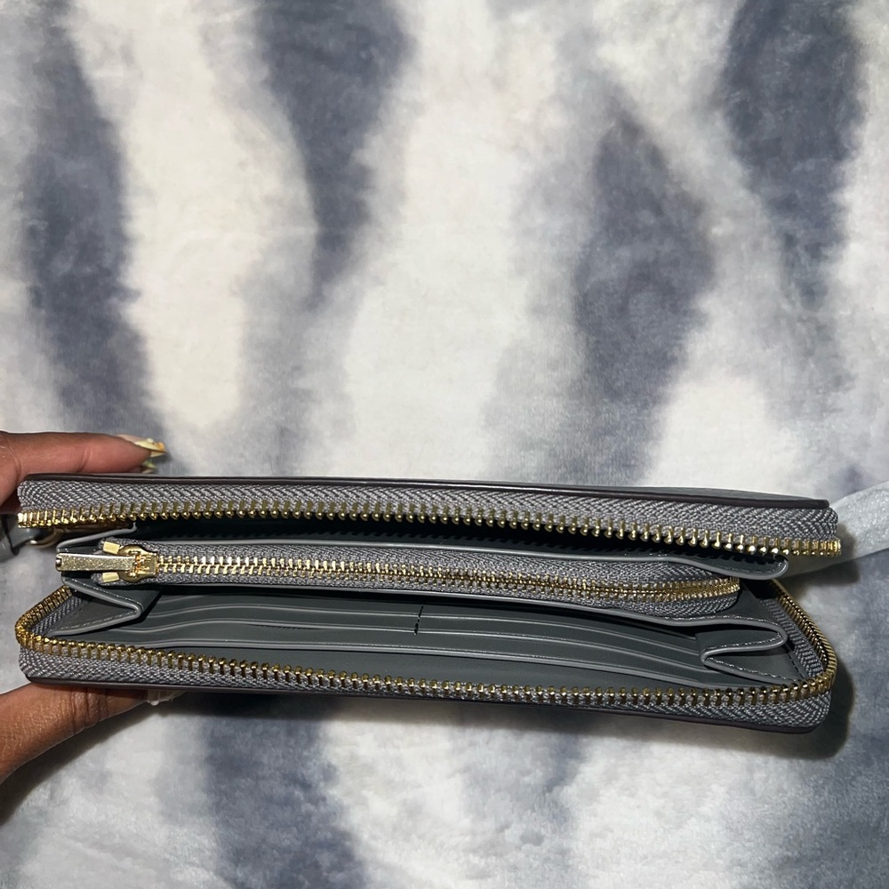 Coach Gray Pebbled Leather Wristlet - Picture 5 of 11